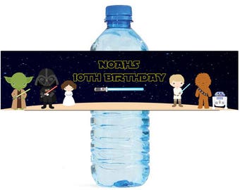 Space Wars Theme Water Bottle Labels Celebrations Birthday Party, Kids party, space party