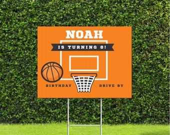 Basketball Party 18"x24" Yard Sign Great for Birthdays Viewing Partys Team School Practice, Metal H  Stake Included