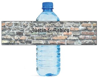 Rustic Brick Aged Stone colors of time Wedding Water Bottle Labels Great for Engagement Bridal Shower Party