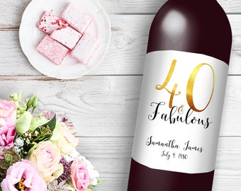 40 & Fabulous Beer or Wine Bottle Labels Great for Birthday Party celebrations