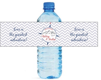 Chevron adventure Theme World Traveller Wedding Water Bottle Labels Great for Engagement Bridal Shower Party Easy to use self stick