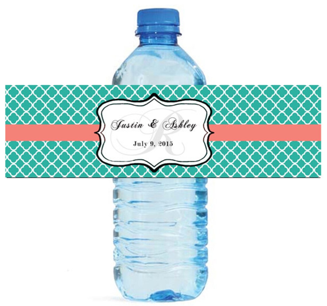 Etiqueta para botella de agua personalizada en cobre con Teal - Etsy España