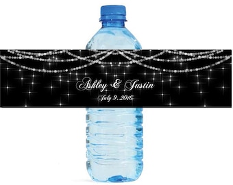 Twinkling Stars Wedding Water Bottle Labels Great for Engagement Bridal Shower Party easy to apply and use glowing stars