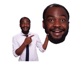 Jumbo Head on a Stick, custom face cutout, Big Party Fat Head, Fan Face printed on Coroplast Not Cardstock