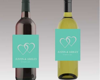 Modern Mint Married Wedding Beer or Wine Bottle Labels Great for Engagement Bridal Shower Party