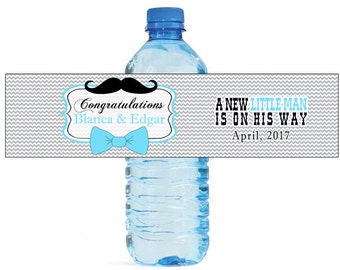 Bow Ties and Mustaches Baby Shower Water Bottle Labels Celebrations Baby coming baby boy Mustache