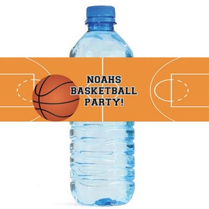 Basketball Party labels Great for kids Birthday party Water Bottle Labels court Celebrations Tournaments playoffs ball camp image 1