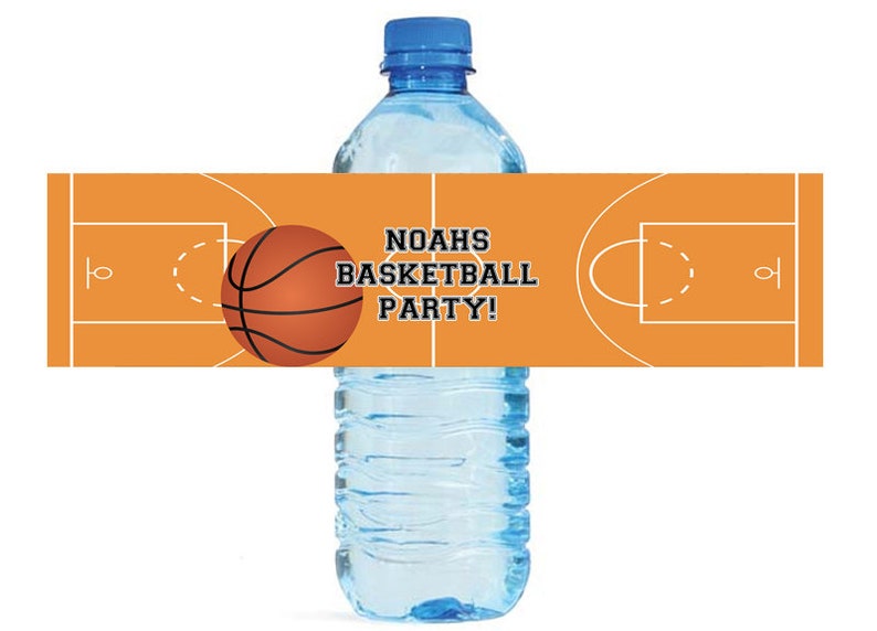 Basketball Party labels Great for kids Birthday party Water Bottle Labels court Celebrations Tournaments playoffs ball camp image 1