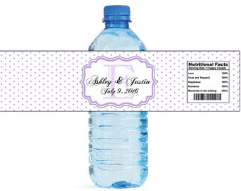 Lavender Swiss Monogram Wedding Water Bottle Labels Great for Engagement Bridal Shower Party easy to apply and use