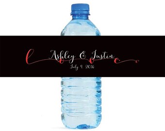 Romantic Love Wedding Water Bottle Labels Great for Engagement Bridal Shower Party easy to apply and use