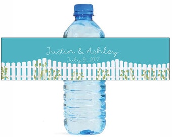 Picket fence theme Wedding Water Bottle Labels Great for Engagement Bridal Shower Birthday Party easy to apply and use