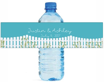 Picket fence theme Wedding Water Bottle Labels Great for Engagement Bridal Shower Birthday Party easy to apply and use