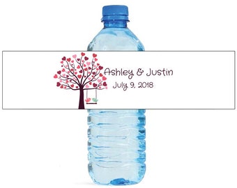 Love Birds on a Swing Wedding Water Bottle Labels Great for Engagement Bridal Shower Birthday Party easy to apply and use