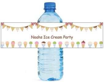 Ice Cream Party Kids Birthday Water Bottle Labels Great for all sorts of parties and get togethers easy to use self stick labels