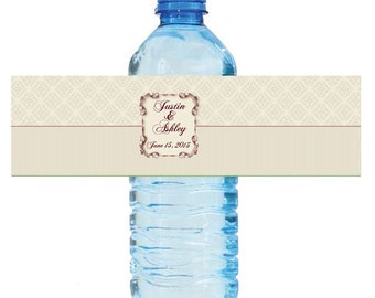 100 Floral Frame Wedding Anniversary Water Bottle Labels Great for Engagement Bridal Shower Party 7"x2"