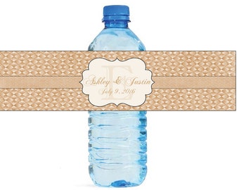 French Vintage Pattern Monogram Wedding Water Bottle Labels Great for Engagement Bridal Shower Party