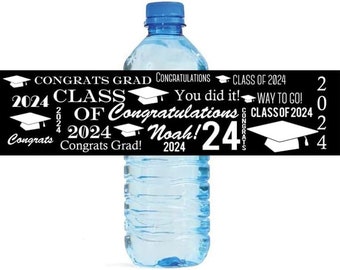 Congrats Grad Graduation Theme Water Bottle Labels Great for Graduations, promotions