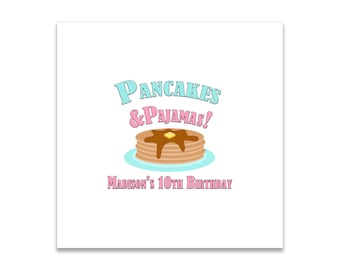 Pancakes and Pajamas Themed 3 ply Premium Custom Cocktail Napkins Measure 5"x5" Customize Names & Date or any other message