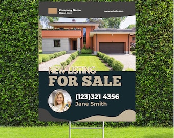 New Listing for Sale / Lease / Rent Real Estate Agent Broker Sign 18"x22" Vertical Sign Easy to Order, fast shipping Custom Marketing Sign