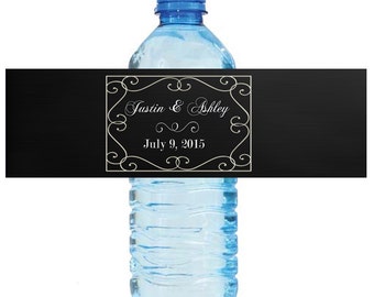 Industrial Luxe Wedding Anniversary Water Bottle Labels Great for Engagement Bridal Shower Birthday Party 2 sizes available