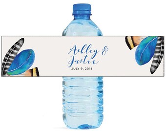 Fancy Feather Label Wedding Anniversary Bridal Shower Birthday party Water Bottle Labels Great for Engagement Partys