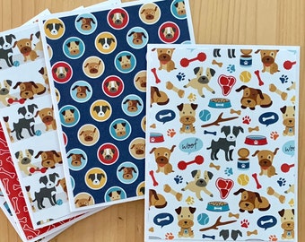 Dog Note Cards, Assortment Set of 5. Dog-Lover Gift. Blank Card Set, Dog-themed