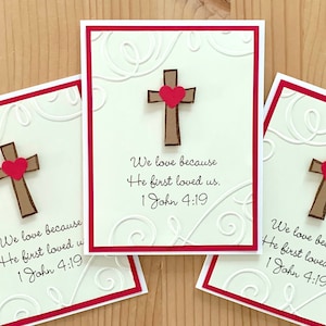 Handmade Christian Card. 1 John 4:19. Religious Greeting Card. Bible Verse Love Card. Christian Valentine Card