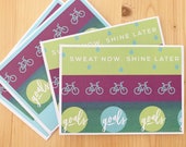 4ct Blank Bicycle Note Cards. Workout Cards. Biking Club Motivation Cards. Goals