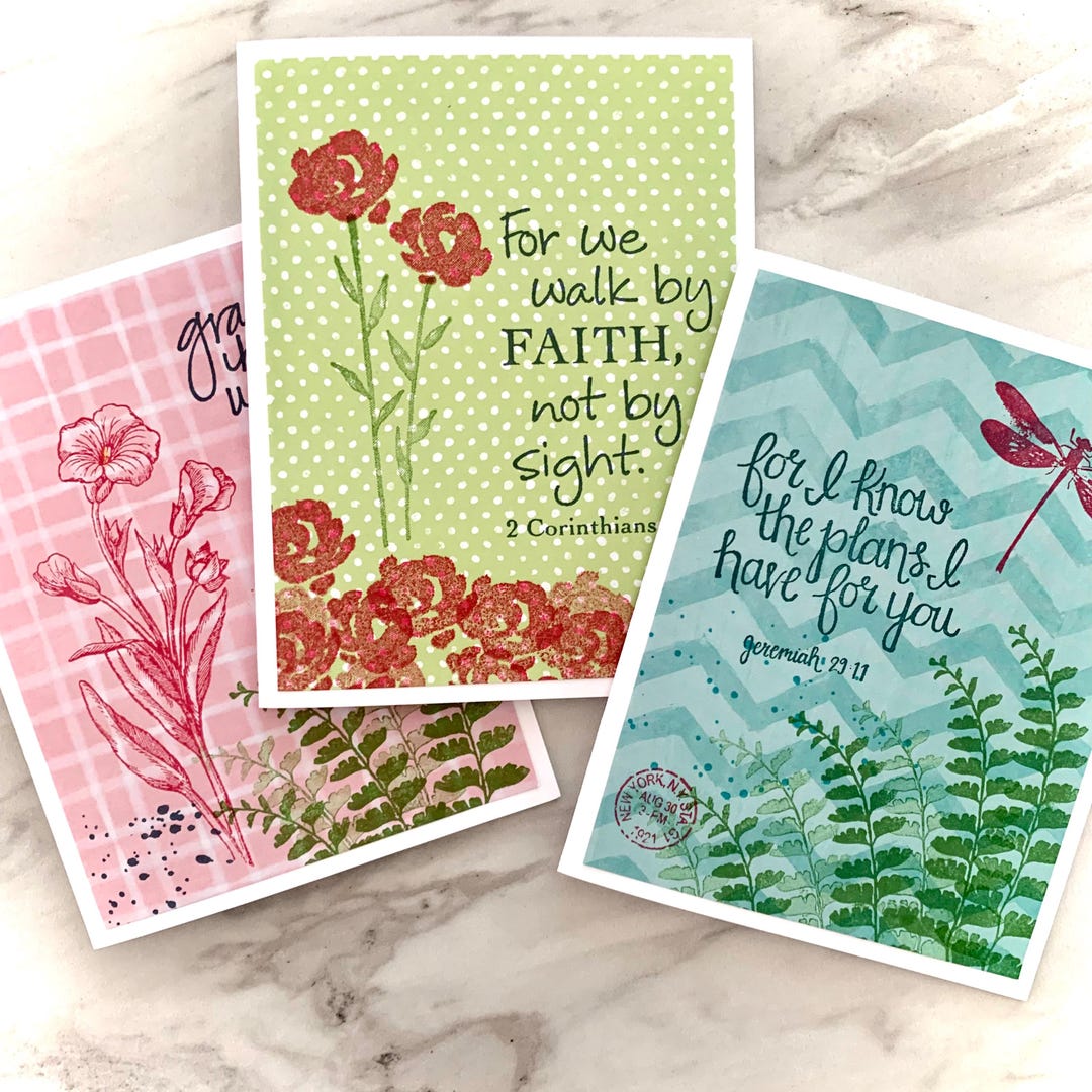 Christian Cards, Assorted Bible Verses. Handmade Greeting Cards, Set of ...