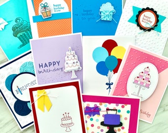 Handmade Birthday Cards. Assortment Set of 10, 25, 50 or 100 Cards. Bulk Order of Happy Birthday Greeting Cards