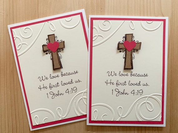 Handmade Christian Valentine Card. 1 John 4:19. Religious | Etsy