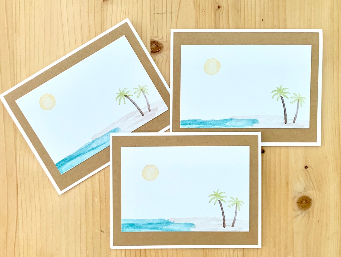 Beach Card. Blank Handmade Greeting Cards for Summer Etsy