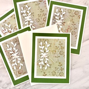 5 Blank Greeting Cards with Greenery for Any Occasion. Set of Handmade Cards