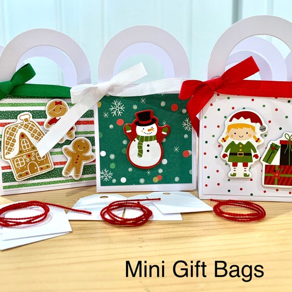 Christmas Gift Bags. MINI. Gift Card Holders/Party Favor/Goodie Bags. Select Your Design.  3x3x2 inches