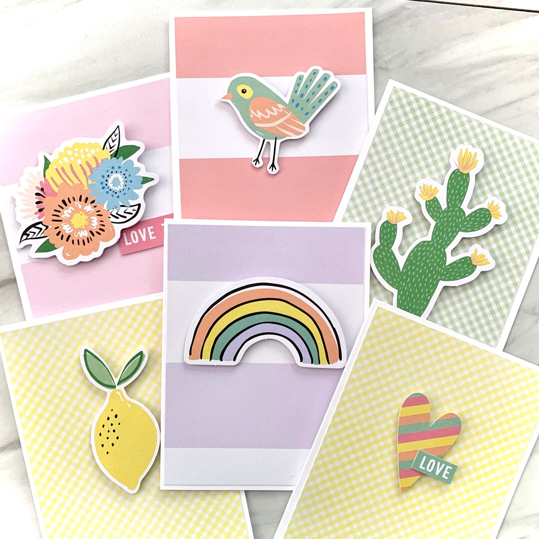 Handmade Card Set Handmade Greeting Card Set: Pastel Designs, Blank Inside - Etsy