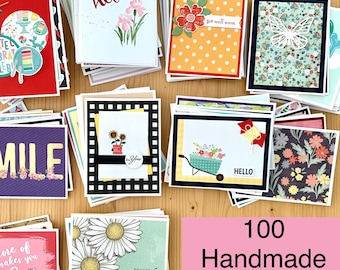100 Handmade Greeting Cards. Bulk Assortment of All Occasion Cards. Stationery Gift