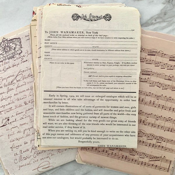 Old Pages Ephemera. Reproduction Vintage Papers. Sheet Music, Office Papers, and Letters. Background papers for Journaling and Scrapbooking