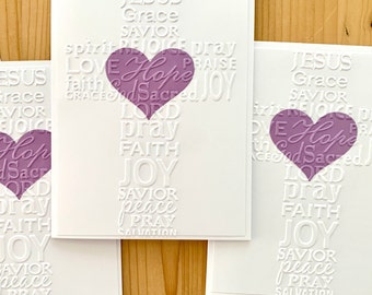 Christian Cross Embossed Cards. Religious Card. Single Card, Set of 5 or Set of 10