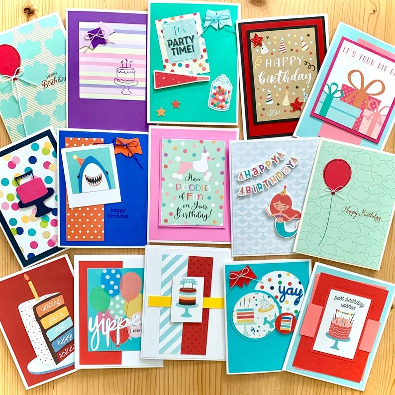 Handmade Birthday Cards. Assortment Set of 10, 25, 50 or 100 Cards. Bulk Order of Happy Birthday Greeting Cards image 6