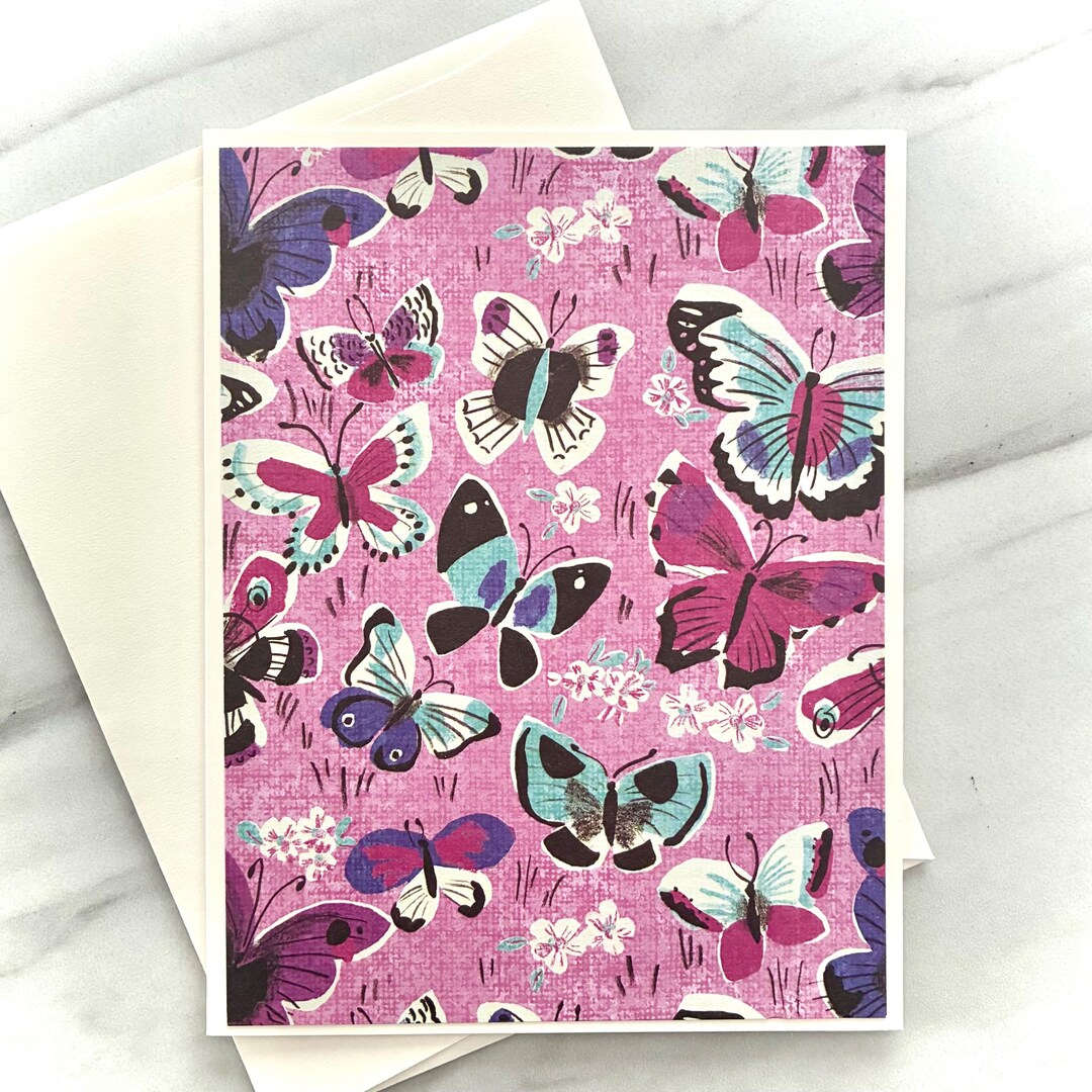 Purple Butterfly Note Cards: Handmade Blank Card Set of 6 - Etsy