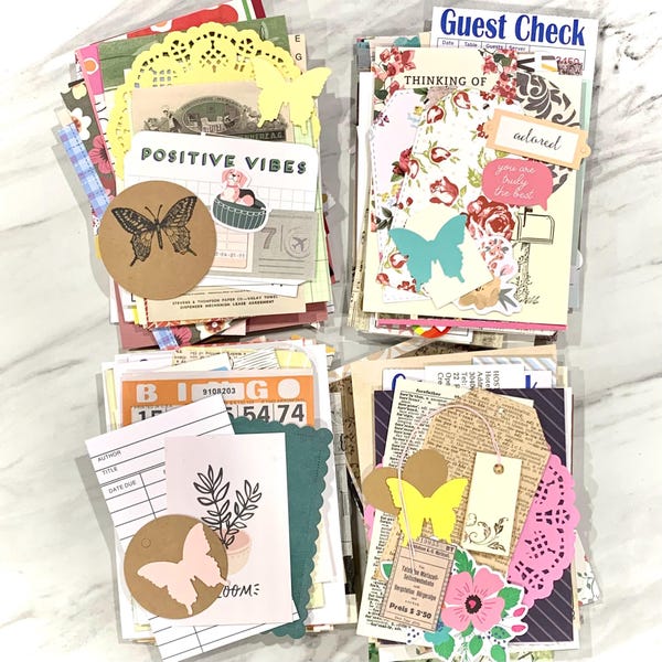 Kit para diario de recortes, papeles decorativos y adornos. Juego de 50, 100 o 200 piezas.