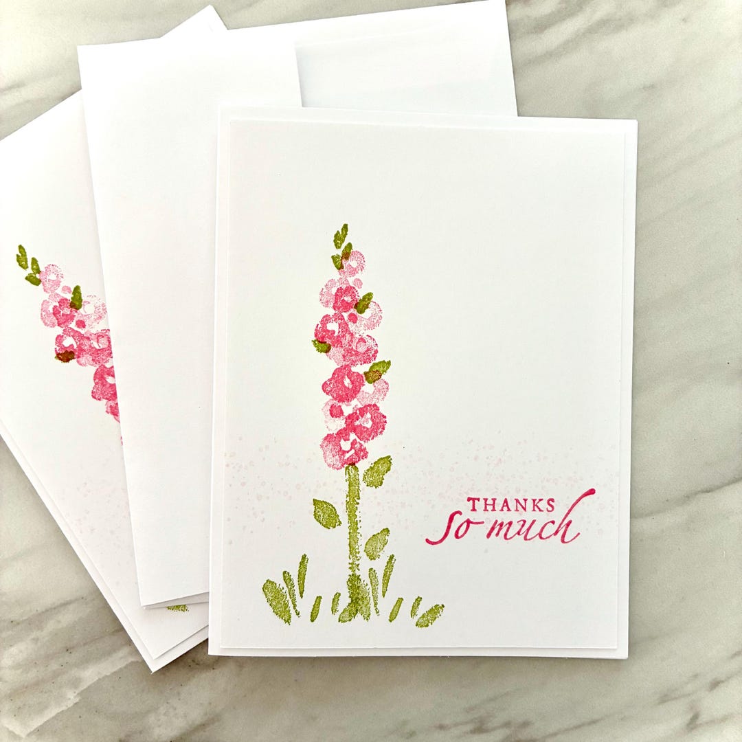 Pink Flower Thank You Cards. Set of 5 or 10 - Etsy