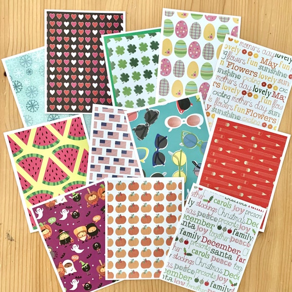 A Year of Holiday Cards for 2024.  Set of 12 Blank Seasonal and Holiday Note Cards