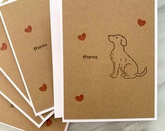 Dog Thank You Cards. Kraft Card Set with Dog Theme.