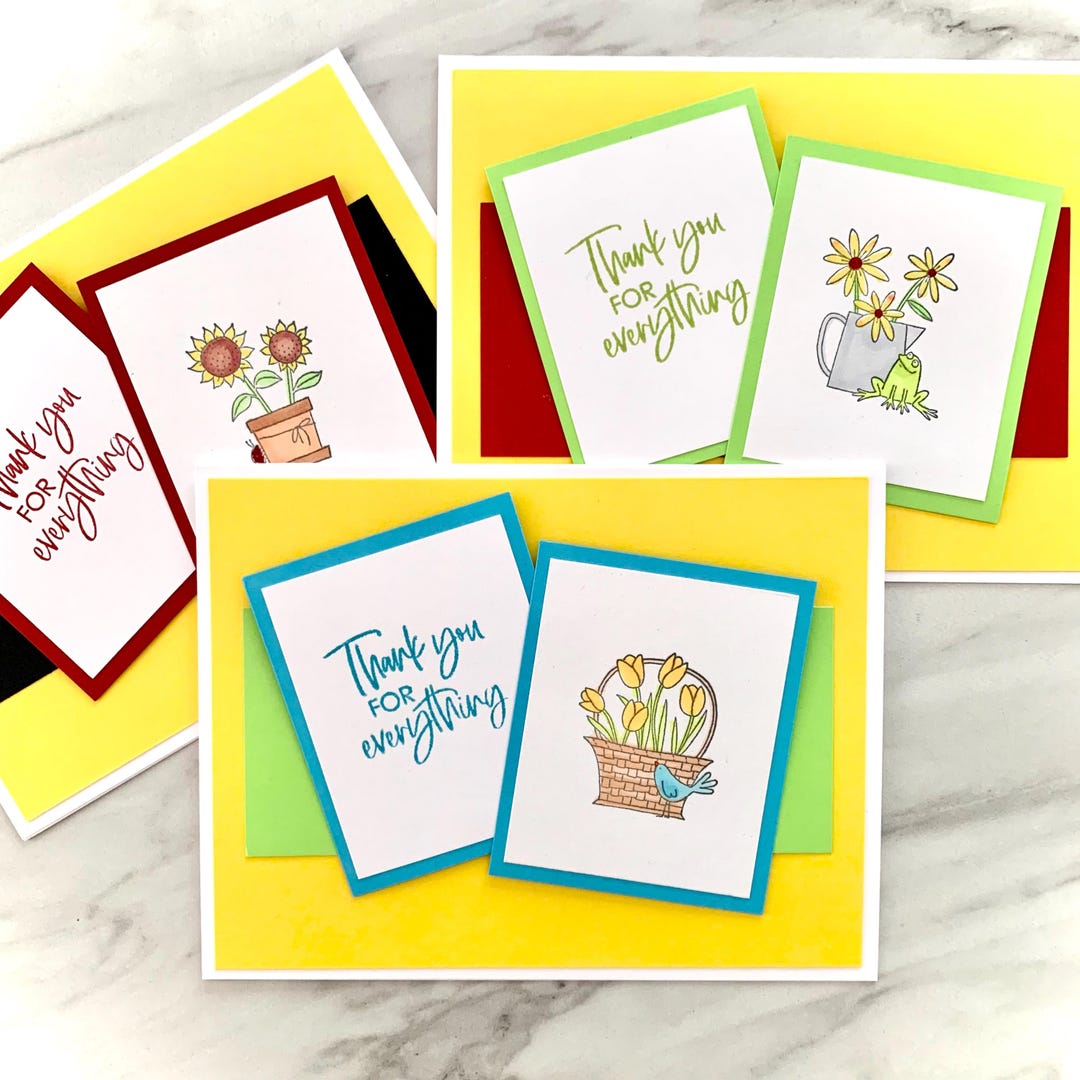 Handmade Flower Thank You Card Set of 3 - Etsy