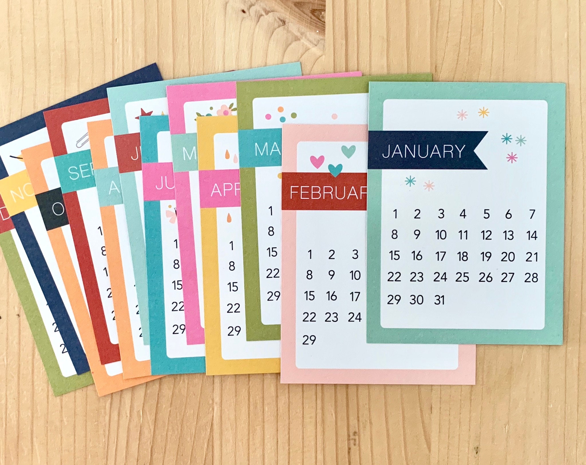 Calendar Journaling Cards. 3X4 Journal Cards. Set of 12 Etsy