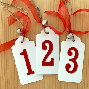 12 Days of Christmas. Advent Calendar, Christmas Countdown Tags. DIY kit or Fully Assembled