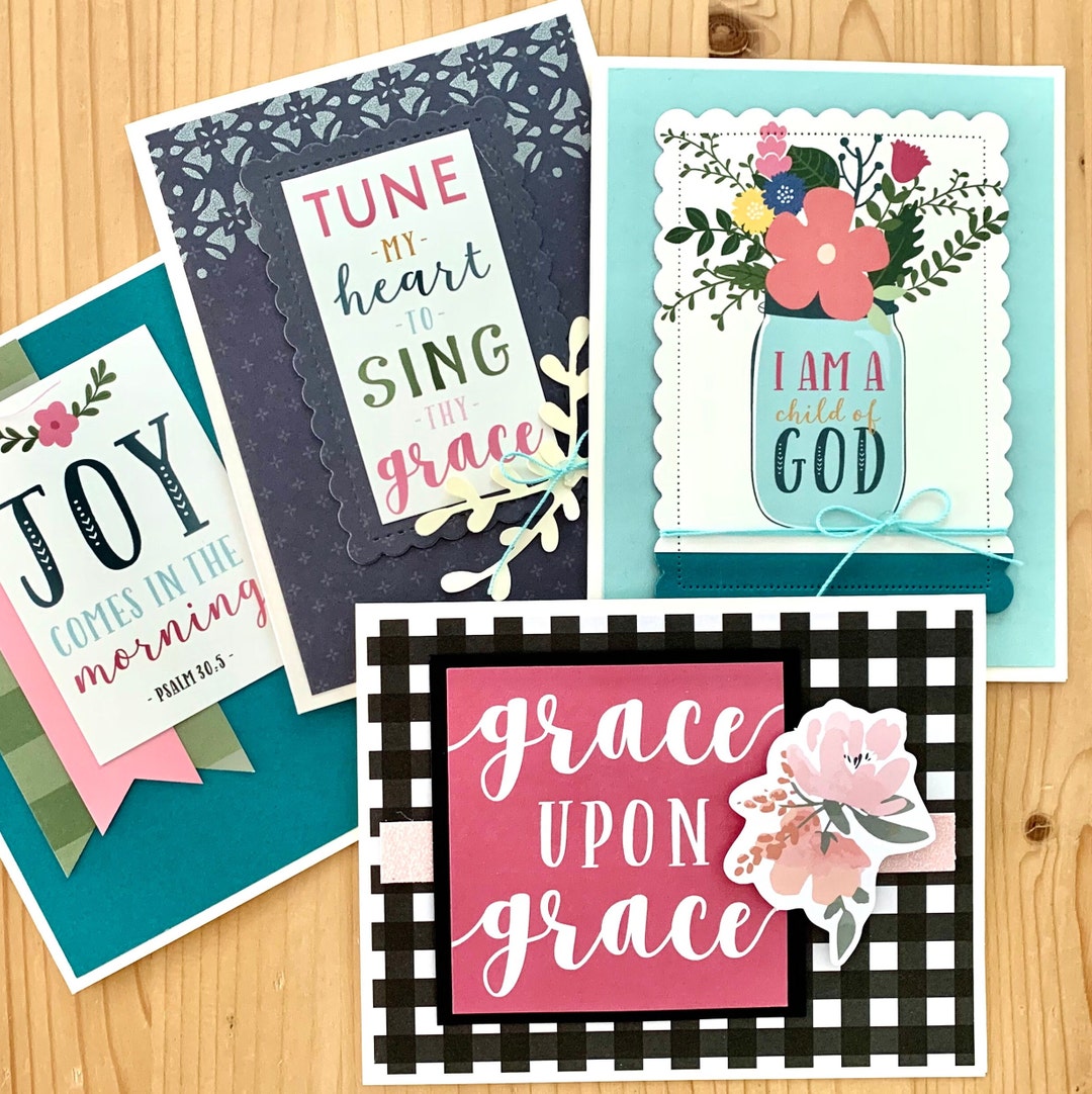 Christian Greeting Cards. Set of 4 Religious Cards With Bible Verses ...
