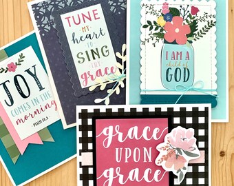 Christian Greeting Cards. Blank Any Occasion Religious Cards with Bible Verse. Select your Design or Set of 4