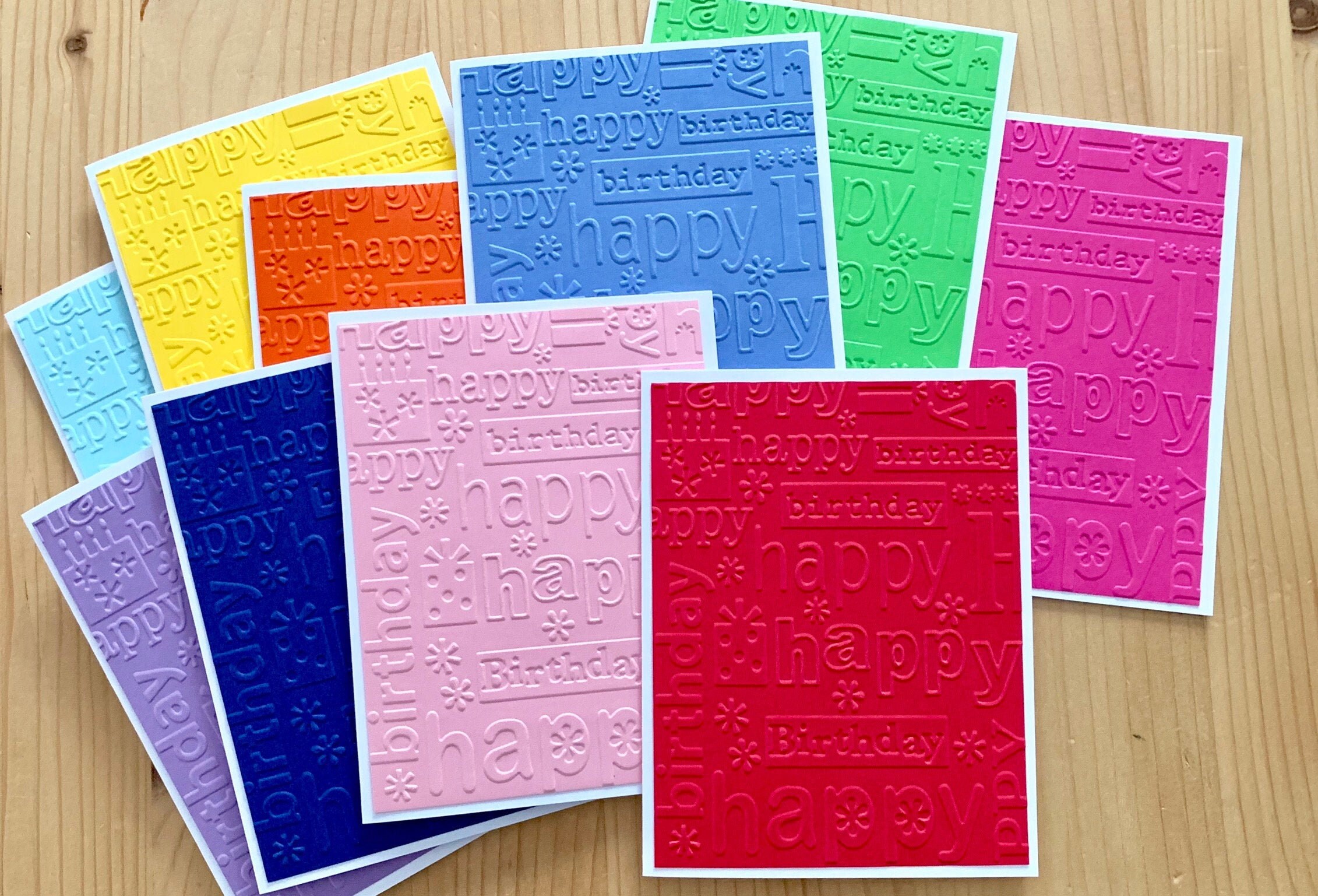 Embossed Birthday Cards. Rainbow Birthday Card Set. Blank Birthday Ca…